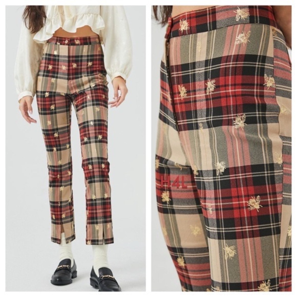 Urban Outfitters Plaid Bee Pants, Festive Fun Pants